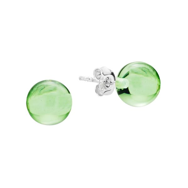 Aurora Green Amber and stainless steel earrings