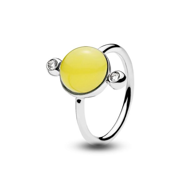 Magic Numbers ring in milky amber