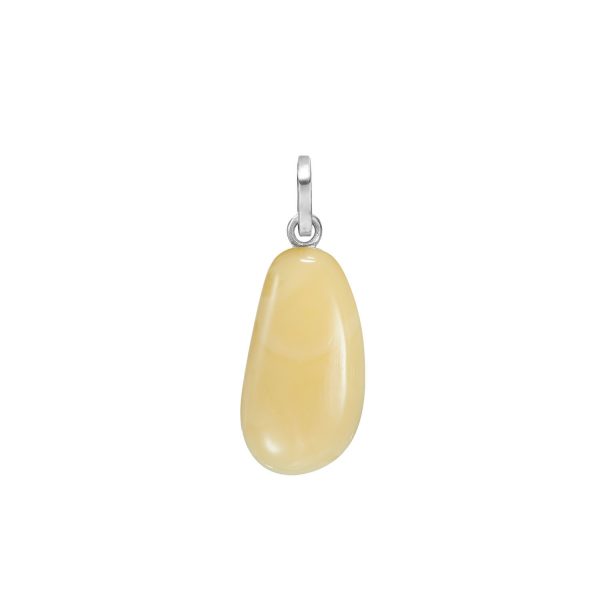 Harmony pendant in milky amber and stainless steel