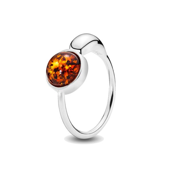 Gravity ring in cognac amber and stainless steel