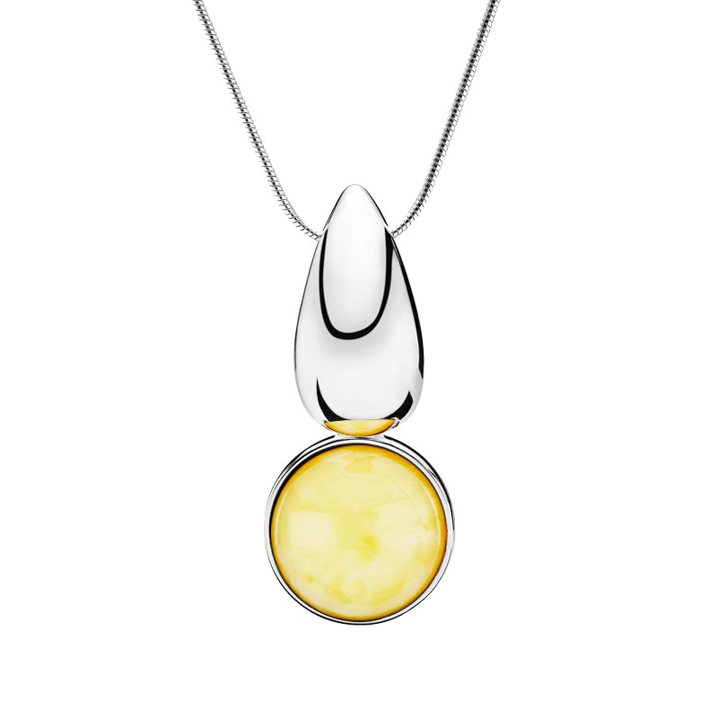 Gravity pendant in milky amber and stainless steel - Image 2