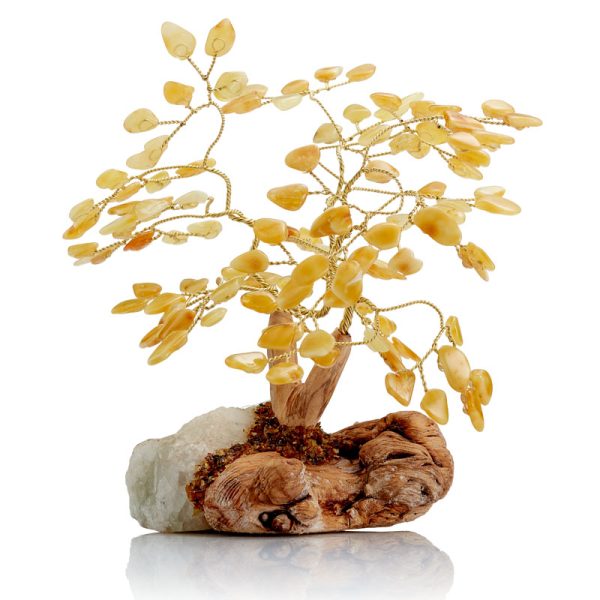 Fortune Tree in milky amber - 108 leaves