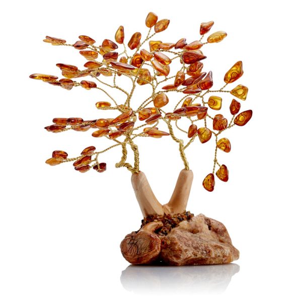 Fortune Tree in cognac amber - 108 leaves