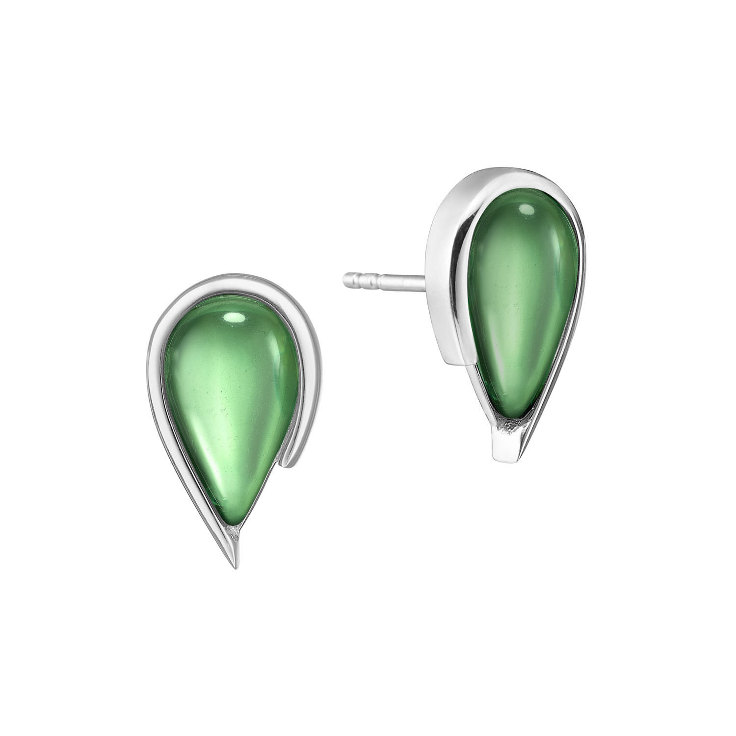 Droplets earrings in green amber