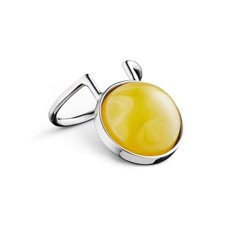 Curves ring in milky amber and stainless steel