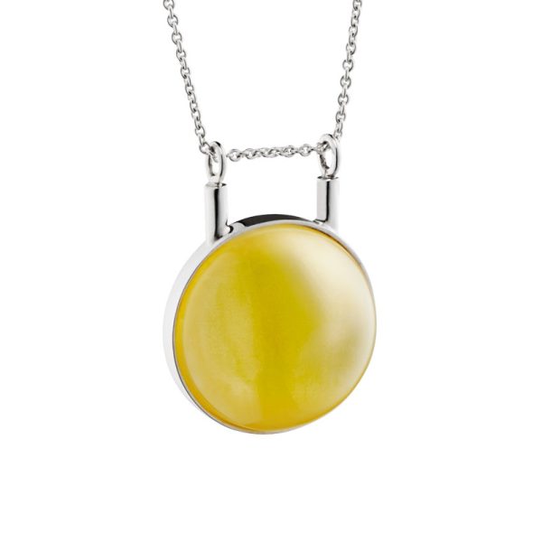 Curves necklace in milky amber and stainless steel
