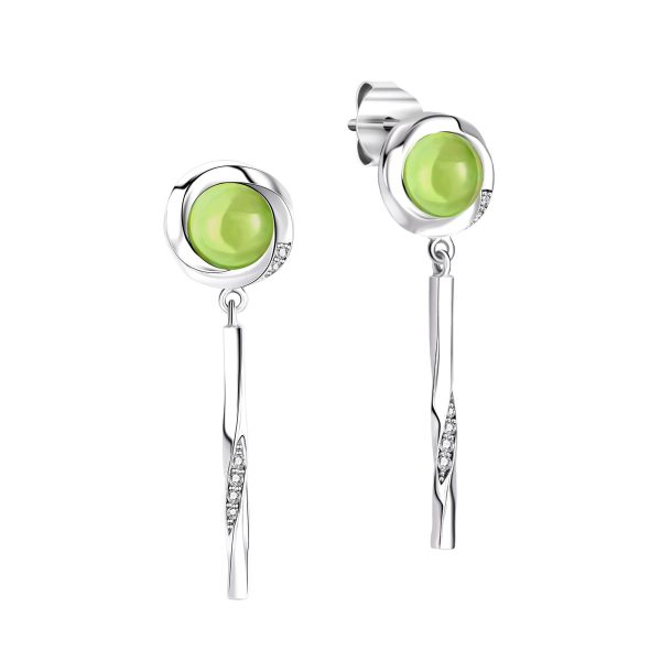 Balance cystalline earrings by Bukkehave in aurora green amber